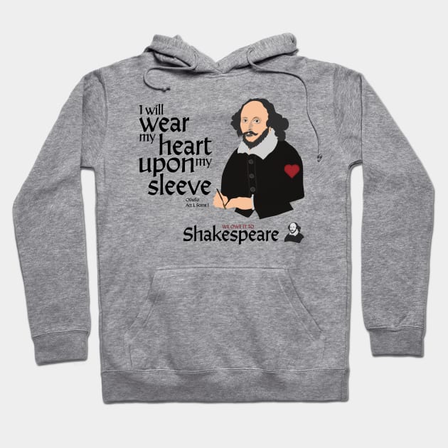 William Shakespeare - Wear My Heart Upon My Sleeve Hoodie by Cosmic-Fandom